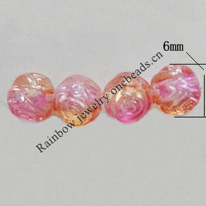 Dichroic Plastic Beads, Flower 6mm Hole:1mm, Sold by Bag