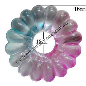 Dichroic Plastic Beads, Flower 16mm Hole:2mm, Sold by Bag