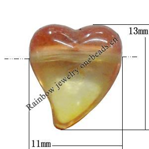 Dichroic Plastic Beads, Heart 13x11mm Hole:1mm, Sold by Bag