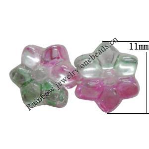 Dichroic Plastic Beads, Flower 11mm Hole:3.5mm, Sold by Bag