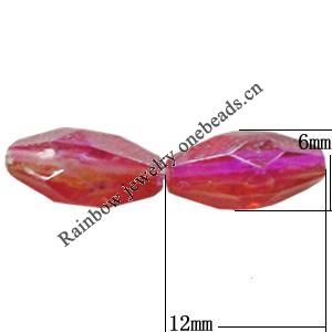 Dichroic Plastic Beads, Faceted Oval 12x6mm Hole:1mm, Sold by Bag