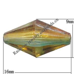 Dichroic Plastic Beads, Bicone 16x9mm Hole:1mm, Sold by Bag