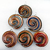 Gold Sand Lampwork Pendant, Mix Color, Helix 59x43x6mm Hole:About 7mm, Sold by Group