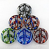 Lampwork Pendant, Mix Color, Peace Sign 49x49x6mm Hole:About 4mm, Sold by Group