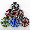 Lampwork Pendant, Mix Color, Peace Sign 49x49x6mm Hole:About 4mm, Sold by Group