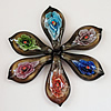 Inner Flower lampwork Pendant, Mix Color, Leaf 52x26x13mm Hole:About 6mm, Sold by Group