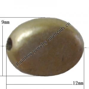 Spray-Painted Plastic Beads, Flat Oval 12x9mm Hole:1mm, Sold by Bag