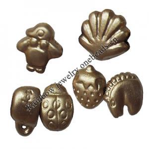 Spray-Painted Plastic Beads, 11x7mm-13x8mm Hole:1.5mm, Sold by Bag