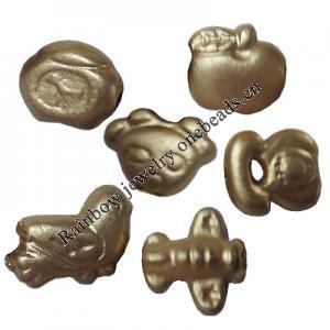 Spray-Painted Plastic Beads, 11x7mm-13x8mm Hole:1.5mm, Sold by Bag