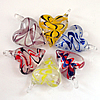 Lampwork Pendant, Mix Color, Heart 32x44x18mm Hole:About 7mm, Sold by Group