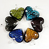 Lampwork Pendant, Mix Color, Heart 37x40x14mm Hole:About 5mm, Sold by Group