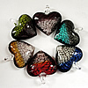 Lampwork Pendant, Mix Color, Heart 39x42x14mm Hole:About 5mm, Sold by Group