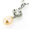 Sterling Silver Pendant/Charm with Pearl, 24x8mm, Sold by PC