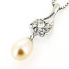 Sterling Silver Pendant/Charm with Pearl, 25x8mm, Sold by PC