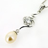 Sterling Silver Pendant/Charm with Pearl, 34x8mm, Sold by PC