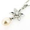 Sterling Silver Pendant/Charm with Pearl, 28x11mm, Sold by PC