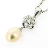 Sterling Silver Pendant/Charm with Pearl, 23x8mm, Sold by PC