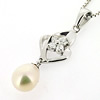 Sterling Silver Pendant/Charm with Pearl, 28x9mm, Sold by PC