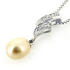 Sterling Silver Pendant/Charm with Pearl, 23x5mm, Sold by PC