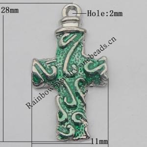 Pendant Zinc Alloy Enamel Jewelry Findings Lead-free, 28x11mm Hole:2mm, Sold by Bag