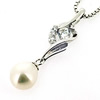 Sterling Silver Pendant/Charm with Pearl, 25x6mm, Sold by PC