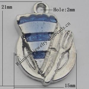 Pendant Zinc Alloy Enamel Jewelry Findings Lead-free, 21x15mm Hole:2mm, Sold by Bag