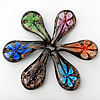 Gold Sand & Inner Flower lampwork Pendant, Mix Color, Leaf 31x62x13mm Hole:About 7mm, Sold by Group