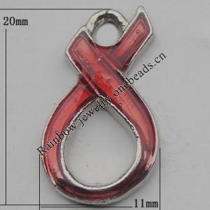 Pendant Zinc Alloy Enamel Jewelry Findings Lead-free, 20x11mm Hole:2mm, Sold by Bag