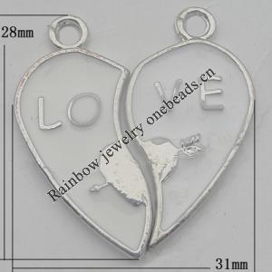 Pendant Zinc Alloy Enamel Jewelry Findings Lead-free, 31x38mm Hole:3mm, Sold by Bag