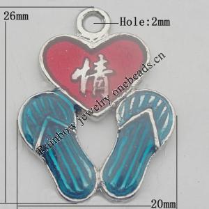 Pendant Zinc Alloy Enamel Jewelry Findings Lead-free, 26x20mm Hole:2mm, Sold by Bag