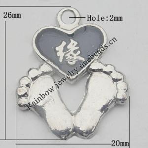 Pendant Zinc Alloy Enamel Jewelry Findings Lead-free, 26x20mm Hole:2mm, Sold by Bag