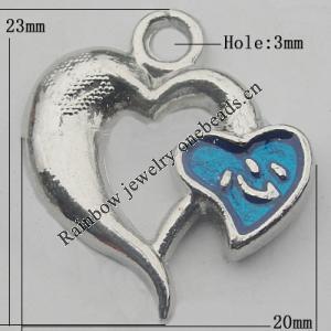 Pendant Zinc Alloy Enamel Jewelry Findings Lead-free, 23x20mm Hole:3mm, Sold by Bag