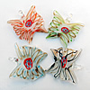 Lampwork Pendant, Mix Color, Butterfly 42x41x5mm Hole:About 6mm, Sold by Group