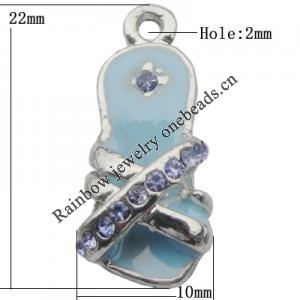 Pendant Zinc Alloy Enamel Jewelry Findings Lead-free, 22x10mm Hole:2mm, Sold by Bag
