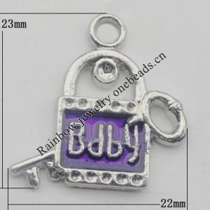 Pendant Zinc Alloy Enamel Jewelry Findings Lead-free, 23x22mm Hole:3mm, Sold by Bag