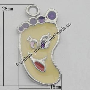 Pendant Zinc Alloy Enamel Jewelry Findings Lead-free, 28x15mm Hole:3mm, Sold by Bag