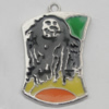 Pendant Zinc Alloy Enamel Jewelry Findings Lead-free, 32x22mm Hole:2mm, Sold by Bag