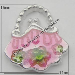 Pendant Zinc Alloy Enamel Jewelry Findings Lead-free, 15x14mm, Sold by Bag