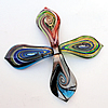 Silver Foil Lampwork Pendant, Mix Color, Leaf 31x61x8mm Hole:About 6mm, Sold by Group