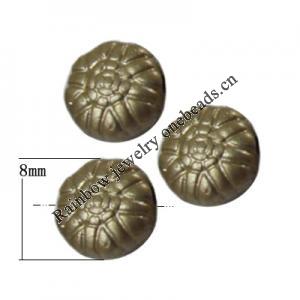 Spray-Painted Plastic Beads, Flat Round 8mm Hole:1mm, Sold by Bag