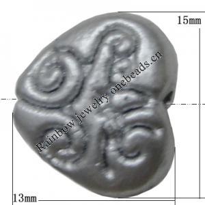 Spray-Painted Plastic Beads, Heart 13x15mm Hole:1mm, Sold by Bag
