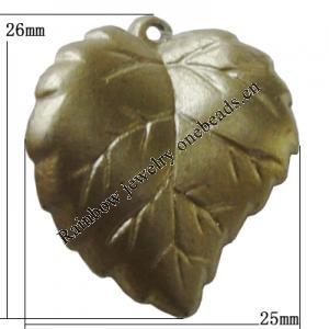 Spray-Painted Plastic Pendant, Leaf 26x25mm Hole:1mm, Sold by Bag