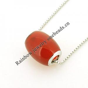 Sterling Silver Pendant/Charm with Agate, 13x10mm, Sold by PC