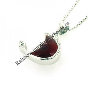 Sterling Silver Pendant/Charm with Agate, 20x14mm, Sold by PC