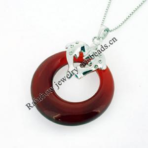 Sterling Silver Pendant/Charm with Agate, 38x27mm, Sold by PC