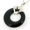 Sterling Silver Pendant/Charm with Agate, 38x27mm, Sold by PC