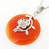 Sterling Silver Pendant/Charm with Agate, 30x21mm, Sold by PC
