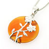 Sterling Silver Pendant/Charm with Agate, 26x18mm, Sold by PC