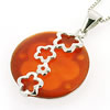 Sterling Silver Pendant/Charm with Agate, 29x19mm, Sold by PC