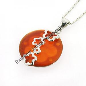 Sterling Silver Pendant/Charm with Agate, 29x19mm, Sold by PC